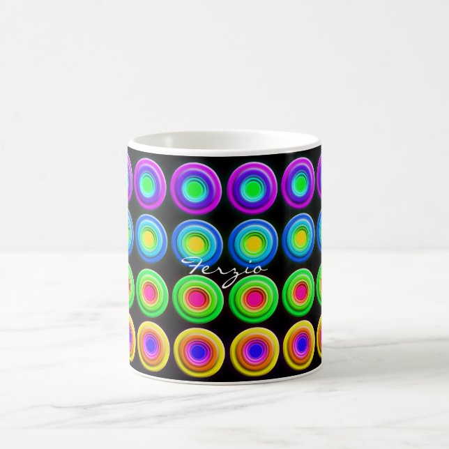 Caneca De Café Círculos 3D Coloridos Funk (Centro)