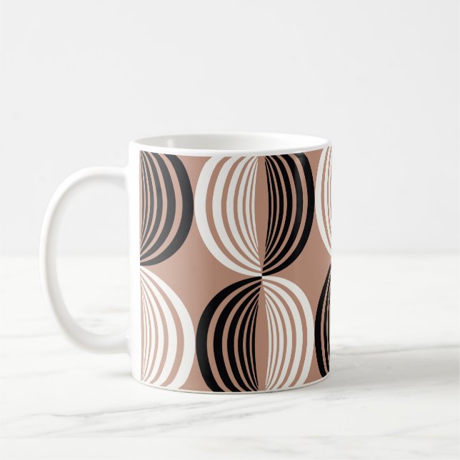 Caneca De Café Círculos castanhos geométricos Design (Esquerda)