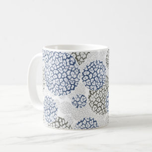 Caneca De Café Círculos com cinza e impressão de pele azul-leopar