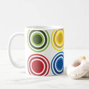Caneca De Café Círculos Concêntricos Coloridos Geométricos