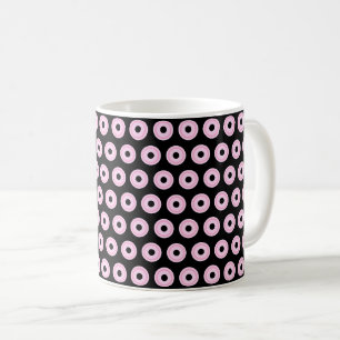 Caneca De Café Círculos cor-de-rosa Simples Preto Limpo