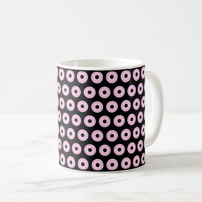 Caneca De Café Círculos cor-de-rosa Simples Preto Limpo (Frente Esquerda)
