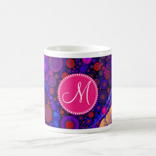 Caneca De Café Círculos de Abstrato de Monograma Personalizados