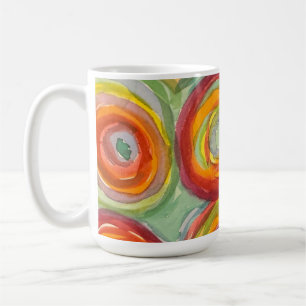 Caneca De Café Círculos de Aquarela Arte Abstrata Multicolor