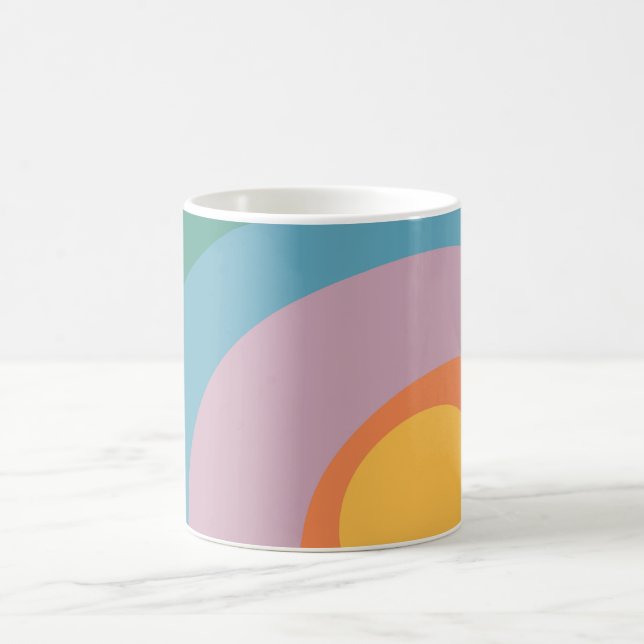 Caneca De Café Círculos de estilo retrô multicolorido (Centro)