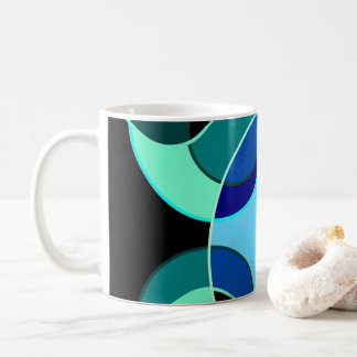 Caneca De Café Círculos de interseção azuis e verdes design