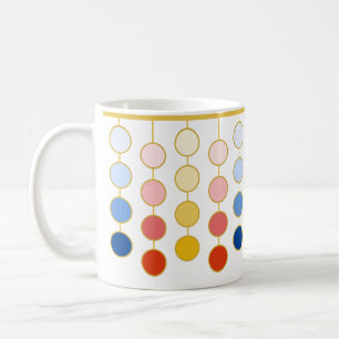 Caneca De Café Círculos de Pano Amarelo Vermelho Azul