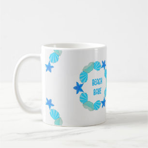 Caneca De Café Círculos de seashell, bebês de praia ou nome perso
