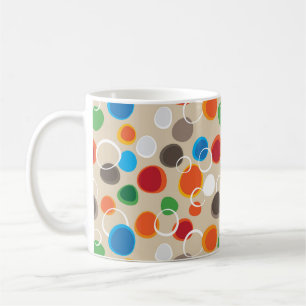 Caneca De Café Círculos e bolhas legal e coloridos desenhados à m