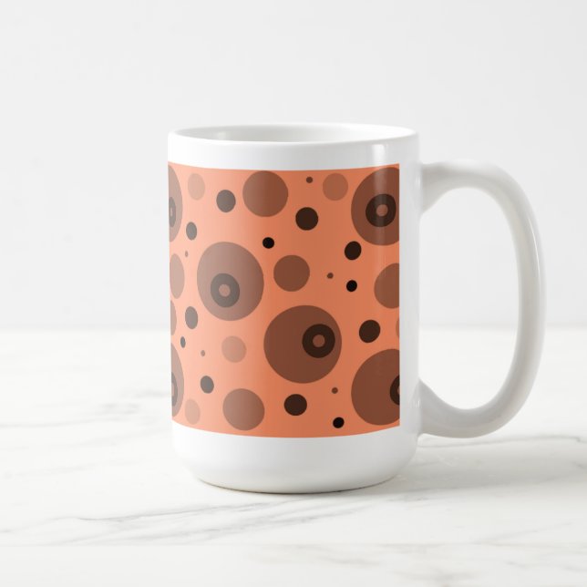 Caneca De Café Círculos e pontos laranja e castanho (Direita)