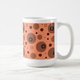 Caneca De Café Círculos e Pontos Laranja e Marrom