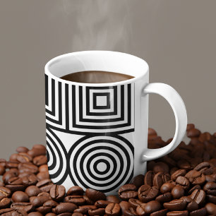 Caneca De Café Círculos e quadrados geométricos