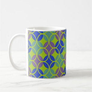 Caneca De Café Círculos em Círculos - Azul, Verde, Roxo