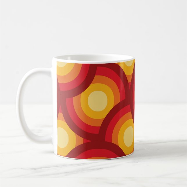 Caneca De Café Círculos Geométricos Groovy dos Anos 70 Retrô (Esquerda)