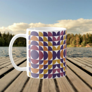 Caneca De Café Círculos Geométricos Retroativos   Médio século