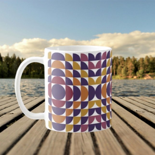 Caneca De Café Círculos Geométricos Retroativos | Médio século (Criador carregado)
