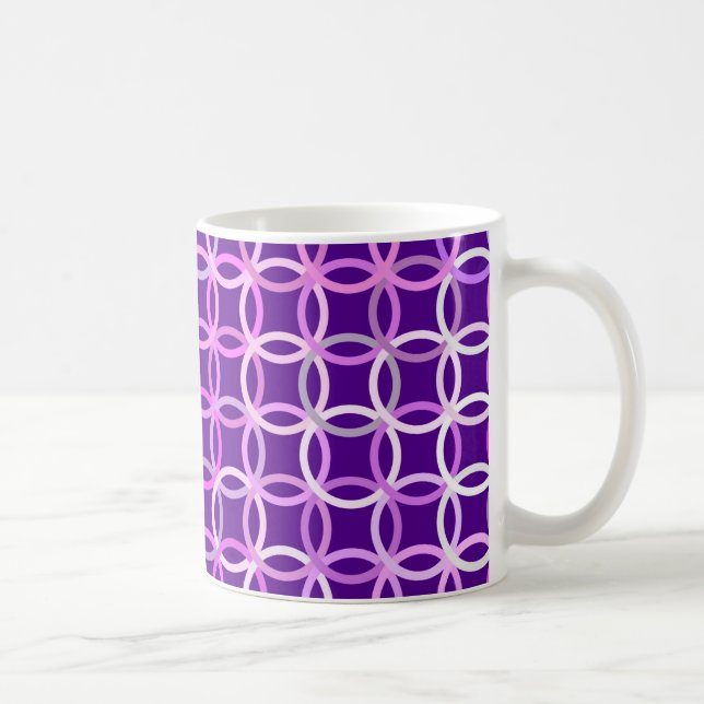 Caneca De Café Círculos Modernos de Meados do Século, ametista e  (Direita)
