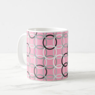 Caneca De Café Círculos Modernos de Meados do Século, rosa coral