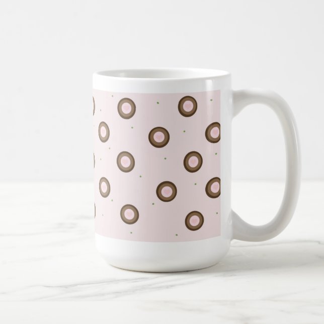 Caneca De Café Círculos Modernos Rosa e Marrom (Direita)