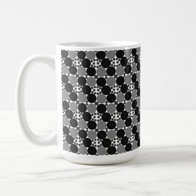 Caneca De Café Círculos Monocromáticos: Preto, Branco e Cinza Abs (Esquerda)