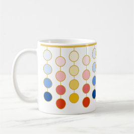 Caneca De Café Círculos Pendurados Azuis Vermelhos Amarelos