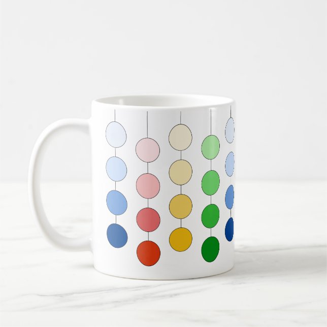 Caneca De Café Círculos Pendurados Multicoloridos Modernos (Esquerda)