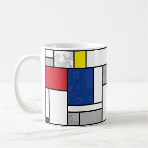 Caneca De Café Círculos Retro Mondrian Minimalista Arte Moda De S
