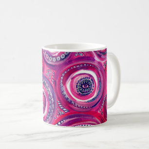 Caneca De Café Círculos rosa e roxo e espirais originais