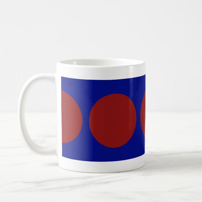 Caneca De Café Círculos vermelhos em azul (Esquerda)