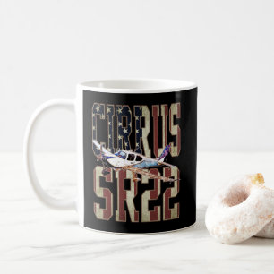 Caneca De Café Cirrus SR22 Aircraft Vintage Bandeira dos Estados 