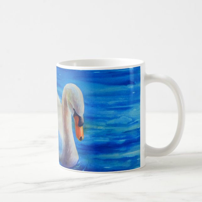 Caneca De Café Cisne branco, pintura aquosa (Direita)