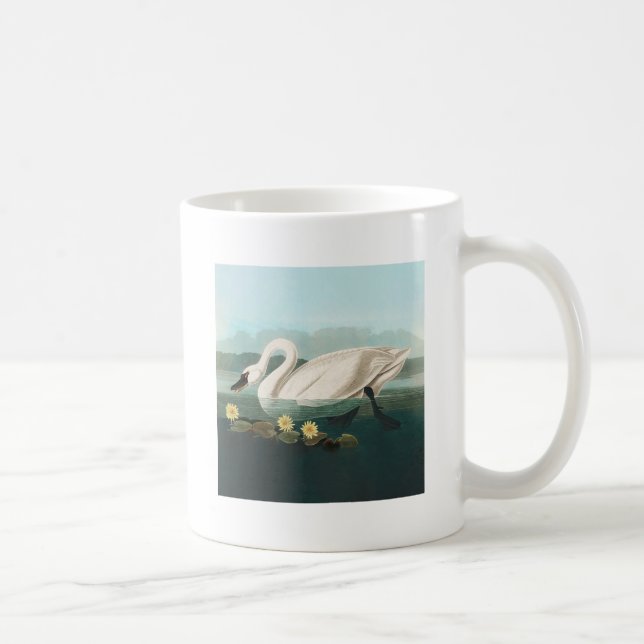 Caneca De Café cisnes brancas de pássaro de audubon do cisne (Direita)
