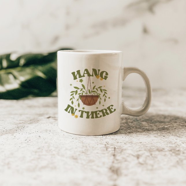 Caneca De Café Citação Botânica de Positividade Moderna 'Segure F (Criador carregado)