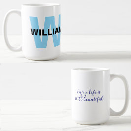 Caneca De Café Citação com Monograma Moderno Inicial e Nome