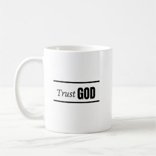 Caneca De Café Citação Cristã Confie em Deus Fé Minimalista Preta