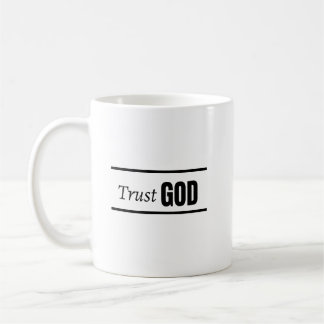 Caneca De Café Citação Cristã Confie em Deus Fé Minimalista Preta