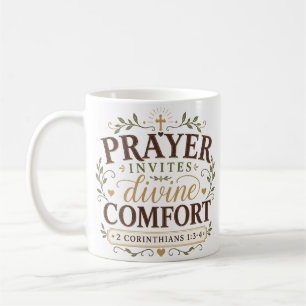 Caneca De Café Citação Cristã Conforto Divino Invita Oração