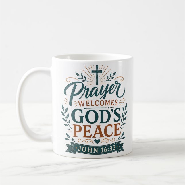 Caneca De Café Citação Cristã de Oração Deseja a Paz de Deus (Esquerda)