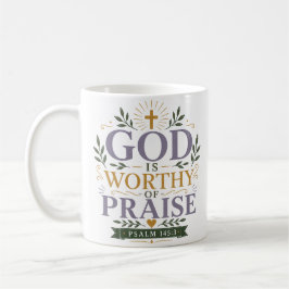 Caneca De Café Citação Cristã Deus é Digno de Louvor