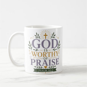 Caneca De Café Citação Cristã Deus é Digno de Louvor