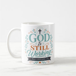 Caneca De Café Citação Cristã Espiritual Deus Ainda Está Trabalha