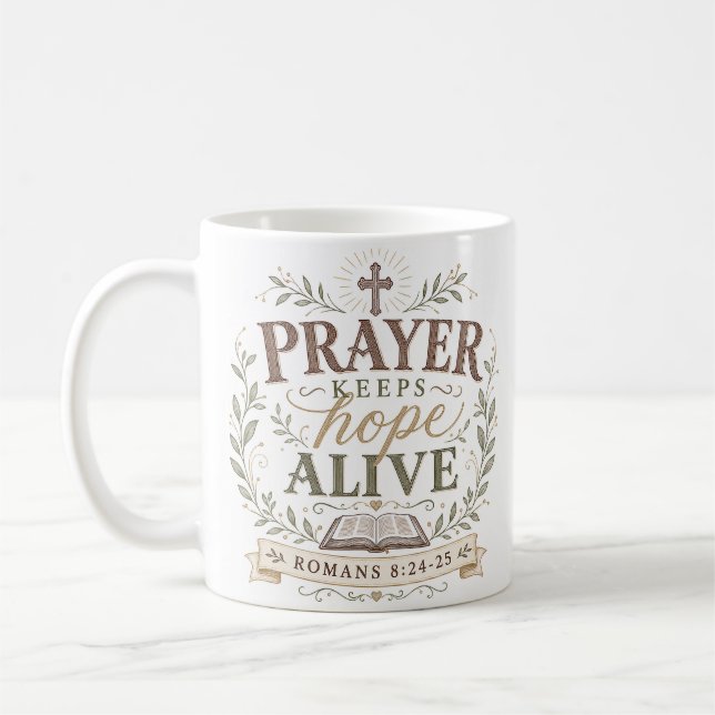 Caneca De Café Citação Cristã Mantém Esperança Viva (Esquerda)