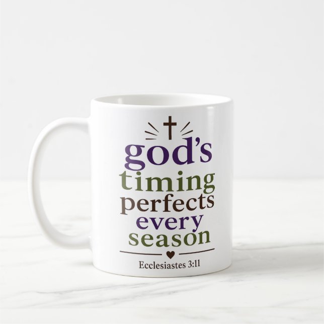 Caneca De Café Citação Cristã O Tempo de Deus Perfeito em Cada Es (Esquerda)