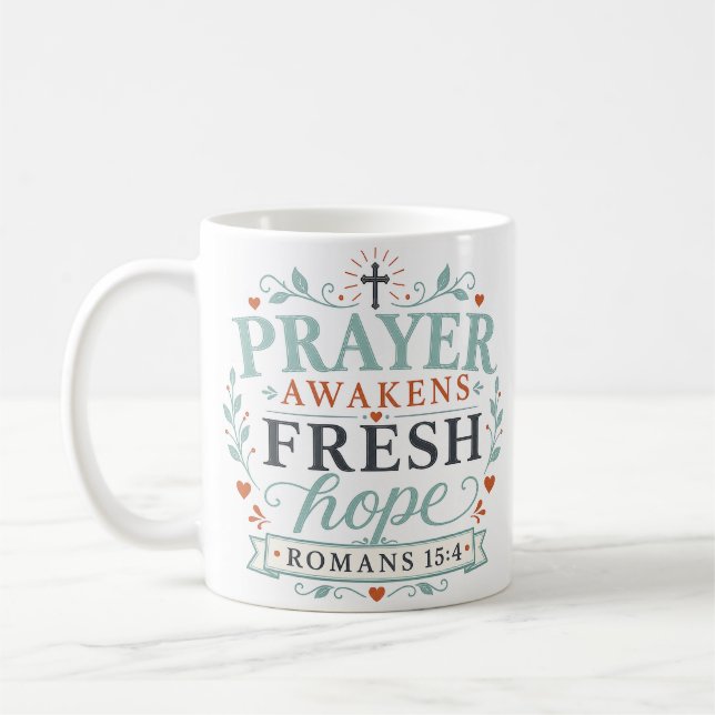 Caneca De Café Citação Cristã Oração Desperta Nova Esperança (Esquerda)