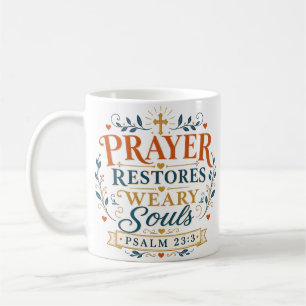 Caneca De Café Citação Cristã Restaura Almas Cansadas