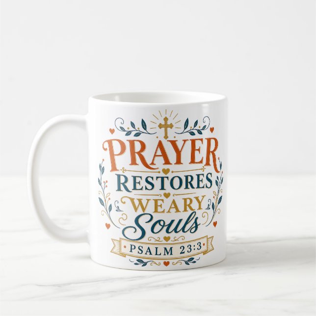 Caneca De Café Citação Cristã Restaura Almas Cansadas (Esquerda)