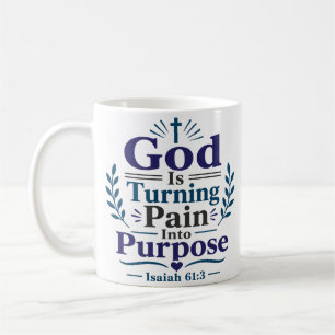 Caneca De Café Citação da Escritura Deus Transforma Dor em Propós