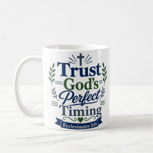 Caneca De Café Citação da Escritura sobre Confiar no Tempo Perfei