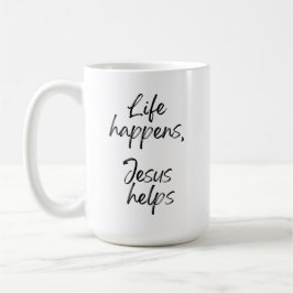 Caneca De Café Citação da Fé Cristã Escrita à Mão Minimalista
