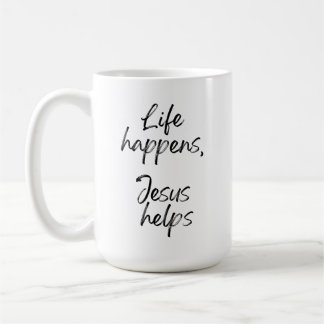 Caneca De Café Citação da Fé Cristã Escrita à Mão Minimalista